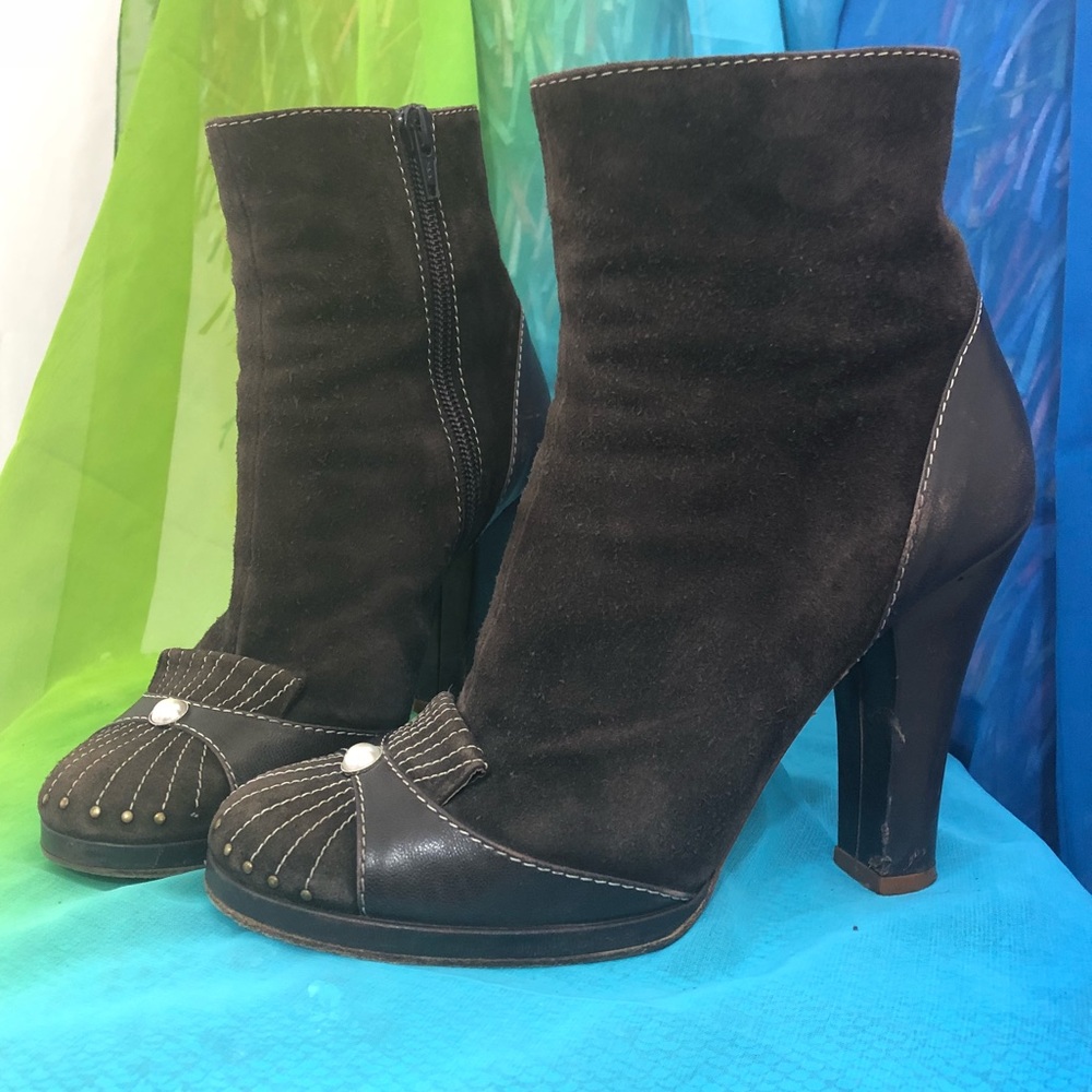Marc Jacobs Brown Suede And Leather Ankle Boots